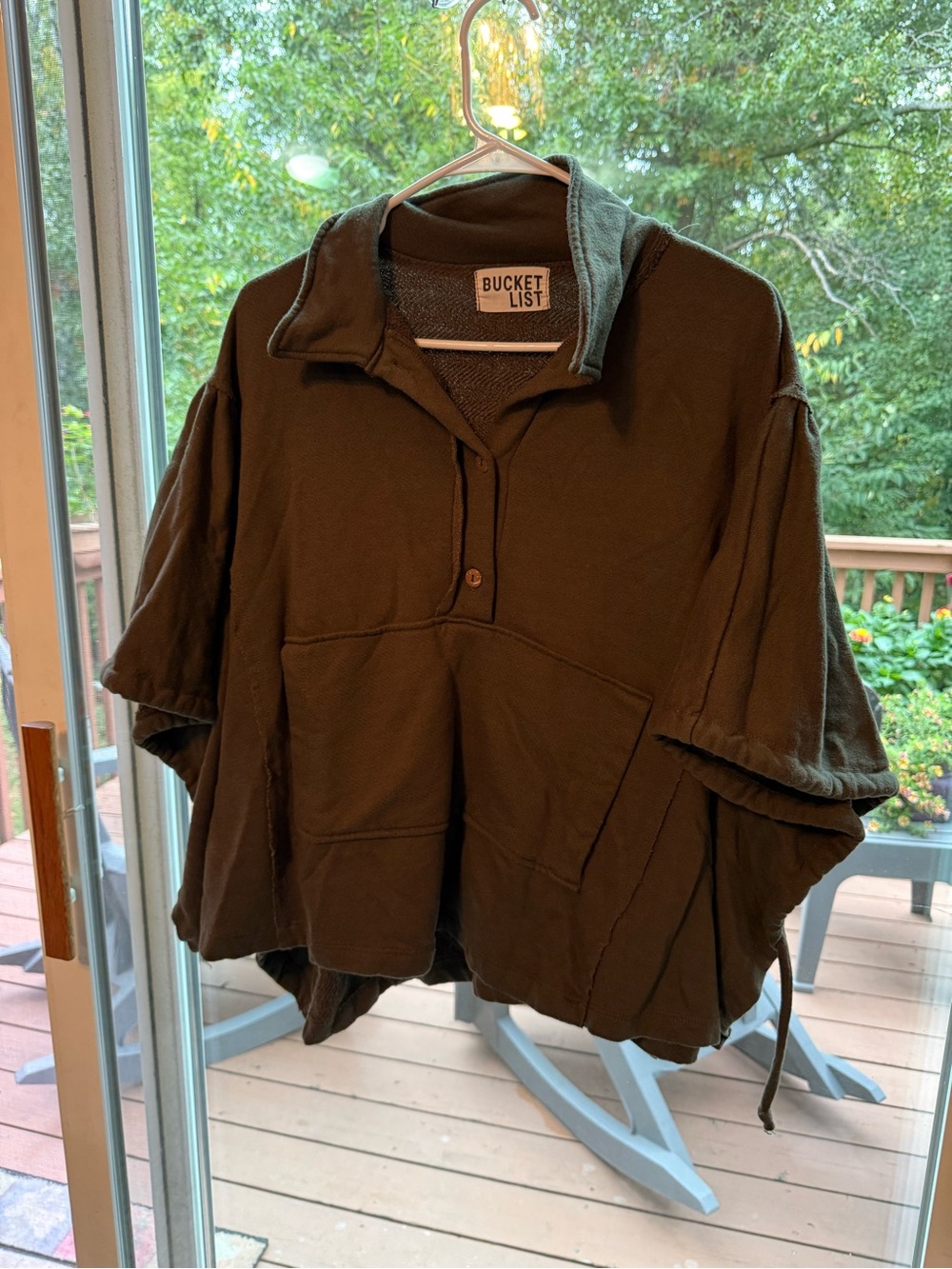BUCKETLIST Olive Green Pullover Sweatshirt Poncho - Picture 1 of 5